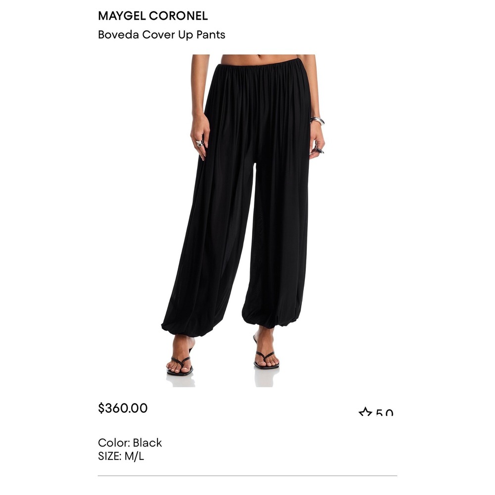 Maygel Coronel Boveda Cover Up Pants Black Wide Leg PNT-014-BST Size M/L